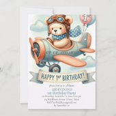 Up & Away 1st Birthday Boy Vliegtuig Kaart (Voorkant)
