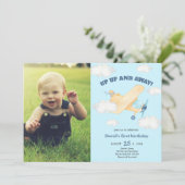 Up & Away 1st Boy Verjaardag Vliegtuigfoto Kaart (Staand voorkant)