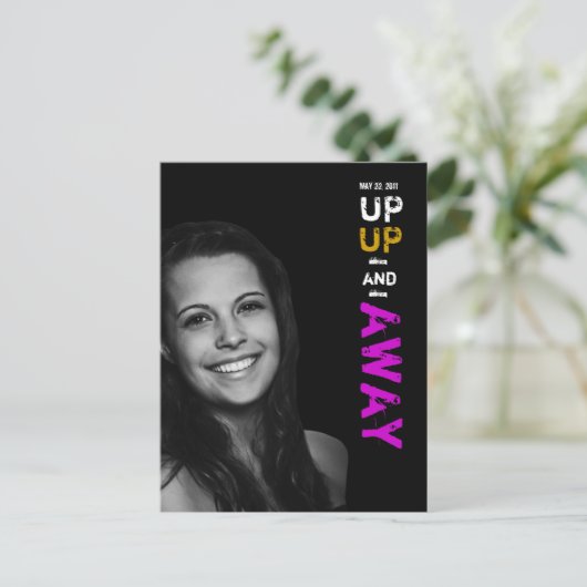 Up & Away Afstuderen uitnodiging Briefkaart (Staand voorkant)