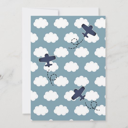 Up & Away Airplane Blue Drive-by Baby shower Kaart (Achterkant)