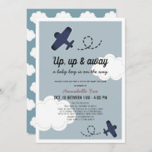 Up & Away Airplane Blue Drive-by Baby shower