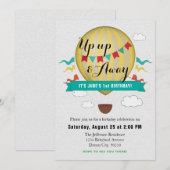 Up & Away Baby's eerste verjaardag uitnodiging (Voorkant / Achterkant)