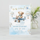 Up & Away Beer Hete Luchtballon Boy 1e verjaardag Kaart (Staand voorkant)