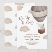 Up & Away Hete Luchtballon 1e verjaardag Kaart (Voorkant / Achterkant)