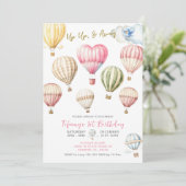 Up & Away Hete Luchtballonnen Meisje 1e verjaardag Kaart (Staand voorkant)
