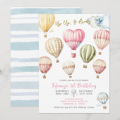 Up & Away Hete Luchtballonnen Meisje 1e verjaardag Kaart (Voorkant / Achterkant)