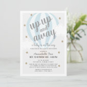 Up Away Hot Air Balloon Drive-by Blue Shower Kaart (Staand voorkant)