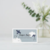 Up & Away Vliegtuig Blauwe Luier Raffle Ticket Informatiekaartje (Staand voorkant)