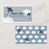 Up & Away Vliegtuig Blauwe Luier Raffle Ticket Informatiekaartje (Voorkant / Achterkant)