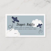 Up & Away Vliegtuig Blauwe Luier Raffle Ticket Informatiekaartje (Voorkant)