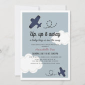 Up & Away Vliegtuig Blue Boy Virtual Baby shower Kaart (Voorkant)