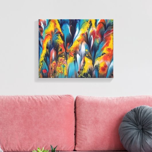 Up Close en Feathery2 Print op een 4x11 Canvas (Insitu (Woonkamer))