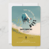 "Up in the Clouds" Koe-Theme Party Kaart (Voorkant)