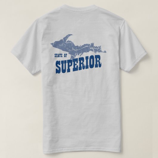 UP Michigan Yooper Superior Mannen Grey T shirt (Design achterkant)