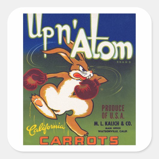 Up n' Atom California Carrots Vierkante Sticker (Voorkant)