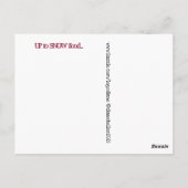 "UP to SNOW GOOD" briefkaart van volkskunst (Achterkant)