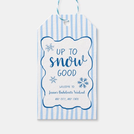 Up To Snow Good Winter Snowflake Bachelorette Cadeaulabel (Voorkant)