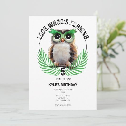 Up Uil Nacht Lang Verjaardagsfeest Kaart (Staand voorkant)