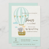 Up, Up and Away Eerste Verjaardag Uitnodiging (Voorkant / Achterkant)