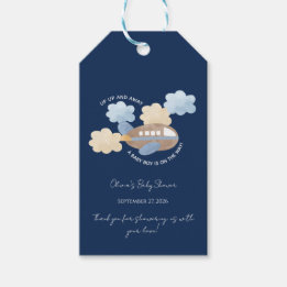 Up Up and Away Watercolor Airplane Boy Baby Shower Cadeaulabel