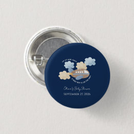 Up Up and Away Watercolor Airplane Boy Baby Shower Ronde Button 3,2 Cm
