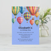 Up Up & Away 1st. Birthday Party Kaart (Staand voorkant)