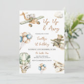 Up Up & Away Airplane Boy 1st Birthday Kaart (Staand voorkant)