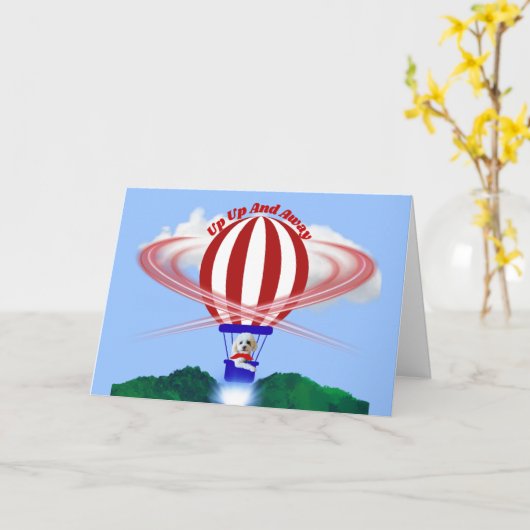 Up Up Away Happy Birthday Kaart (Gele Bloem)