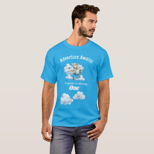 Up, Up en Celebrate: Teddy's verjaardags-T-shirt T-shirt (Voorkant volledig)