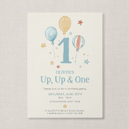Up Up One Vintage Ballon Dagdroom Eerste Verjaarda Kaart