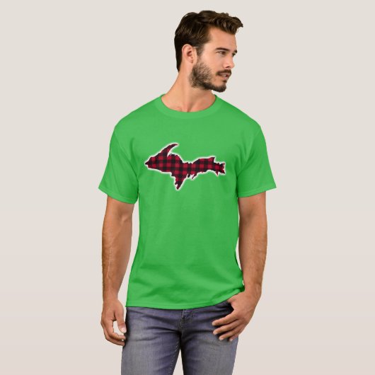 UP Upper Peninsula Michigan Buffalo Check Plaid Yo T-shirt (Voorkant volledig)