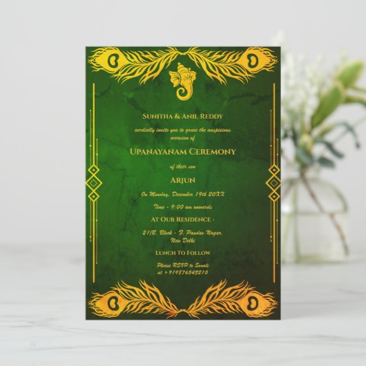 Upanayanam aka Hindoestaanse Heilige Draad Janeu C Kaart (Staand voorkant)