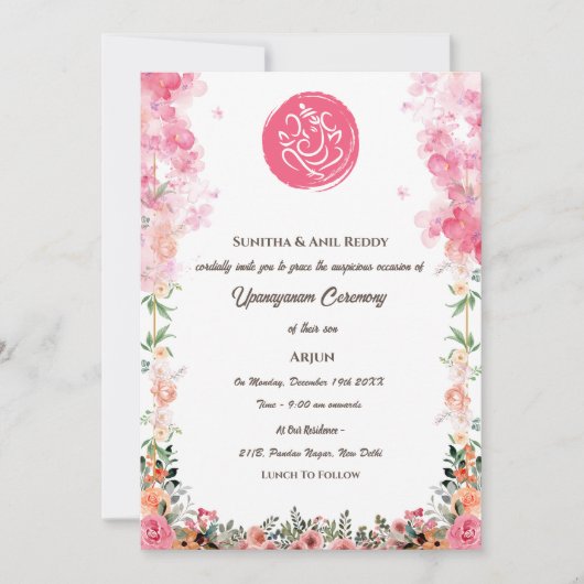 Upanayanam aka Hindoestaanse Heilige Draad Janeu C Kaart (Voorkant)