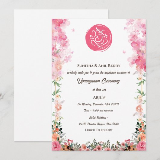 Upanayanam aka Hindoestaanse Heilige Draad Janeu C Kaart (Voorkant / Achterkant)