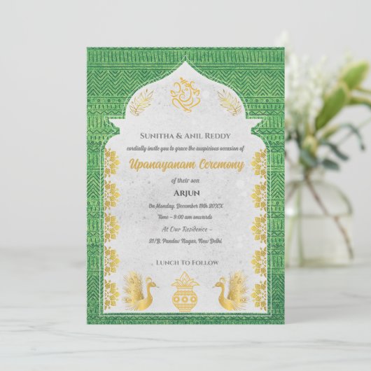 Upanayanam aka Hindoestaanse Heilige Draad Janeu C Kaart (Staand voorkant)