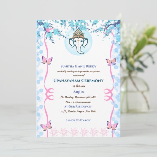 Upanayanam aka Hindoestaanse Heilige Draad Janeu C Kaart (Staand voorkant)