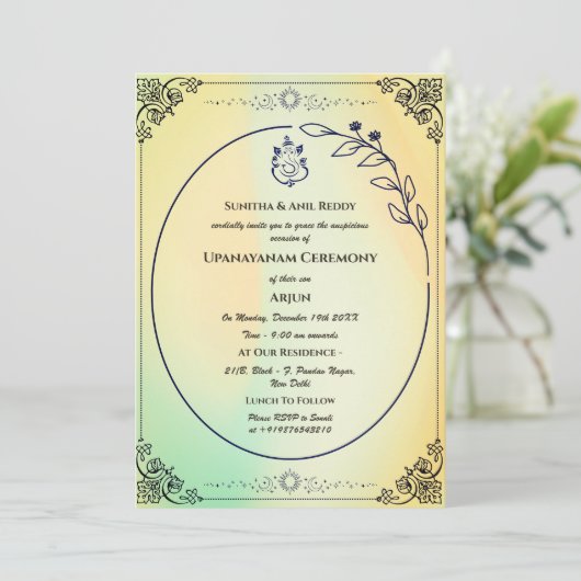 Upanayanam aka Hindoestaanse Heilige Draad Janeu C Kaart (Staand voorkant)