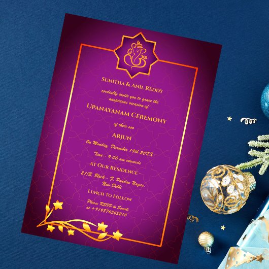 Upanayanam aka Hindoestaanse Heilige Draad Janeu C Kaart