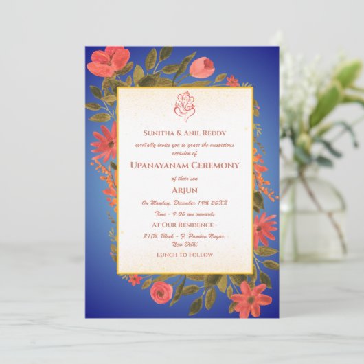 Upanayanam aka Hindoestaanse Heilige Draad Janeu C Kaart (Staand voorkant)