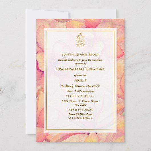 Upanayanam aka Hindoestaanse Heilige Draad Janeu C Kaart (Voorkant)