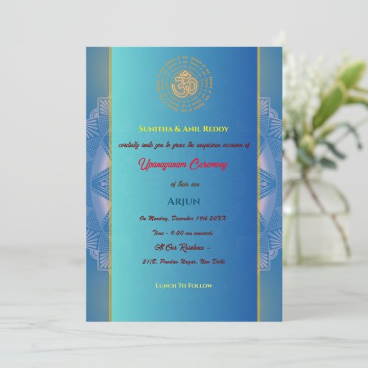 Upanayanam aka Hindoestaanse Heilige Draad Janeu C Kaart (Staand voorkant)