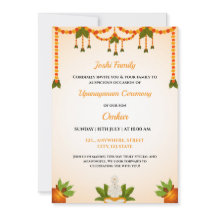 Upanayanam Ceremony Invitation Kaart, Thread Invit