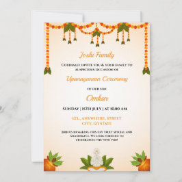 Upanayanam Ceremony Invitation Kaart, Thread Invit Kaart