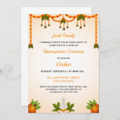 Upanayanam Ceremony Invitation Kaart, Thread Invit Kaart (Voorkant / Achterkant)