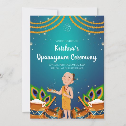 Upanayanam uitnodiging Thread Ceremony uitnodiging (Voorkant)