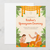 Upanayanam uitnodigingen Draad Ceremonie uitnodigi (Voorkant / Achterkant)