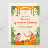 Upanayanam uitnodigingen Thread Ceremony uitnodigi (Voorkant / Achterkant)