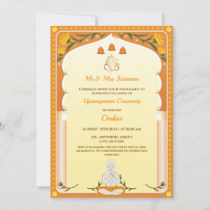 Upanayanm Invitation Kaart, Thread Ceremony Kaart