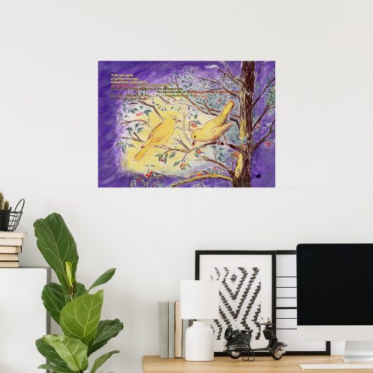 Upanishad citeert "twee vogels" kleurpotloodkunst poster (Thuiskantoor)