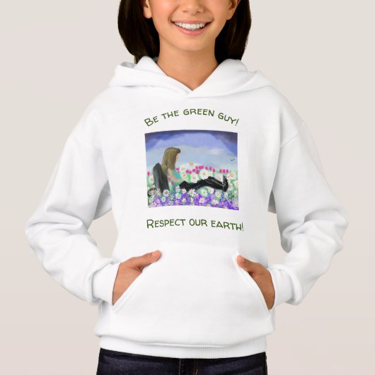 Upbeat Daisy Girl in Natuur Sweatshirt voor Meisje (Voorkant)
